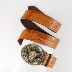 Men's Bull Head Pattern Buckle Belt Husband Boyfriends Birthday