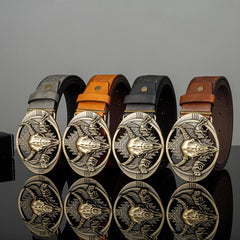 Men's Bull Head Pattern Buckle Belt Husband Boyfriends Birthday