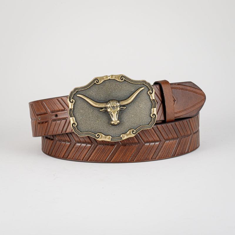Men's Bull Head Buckle Belt for Outdoor Daily Party