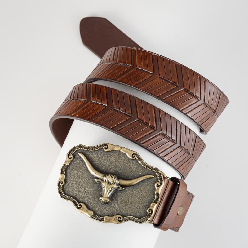 Men's Bull Head Buckle Belt for Outdoor Daily Party