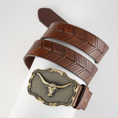 Men's Bull Head Buckle Belt for Outdoor Daily Party