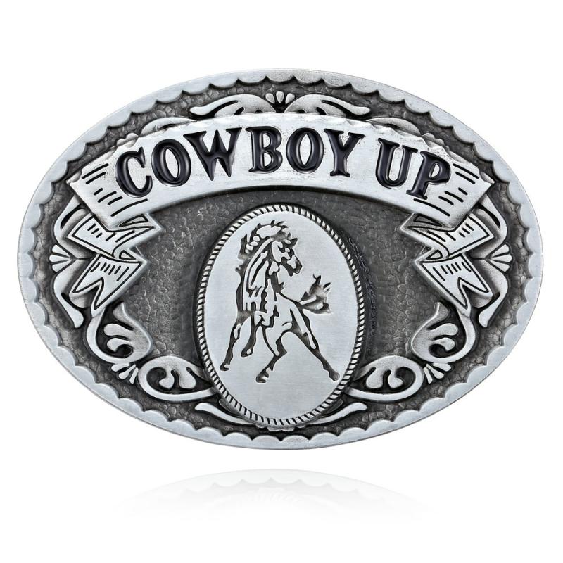 Western Cowboy Belt Buckle Retro Pattern COWBOYUP Personality Buckle