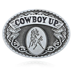 Western Cowboy Belt Buckle Retro Pattern COWBOYUP Personality Buckle