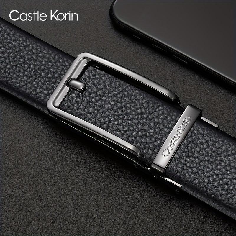 Men's Leather Casual Belt w/Automatic Buckle - Gift for Him