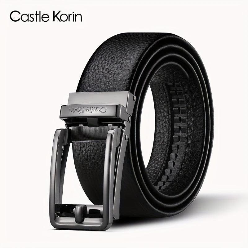 Men's Leather Casual Belt w/Automatic Buckle - Gift for Him