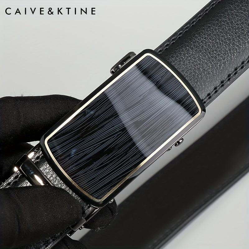 Caivektine Men's Cowhide Belt Business Casual Leather Belt Automatic Buckle
