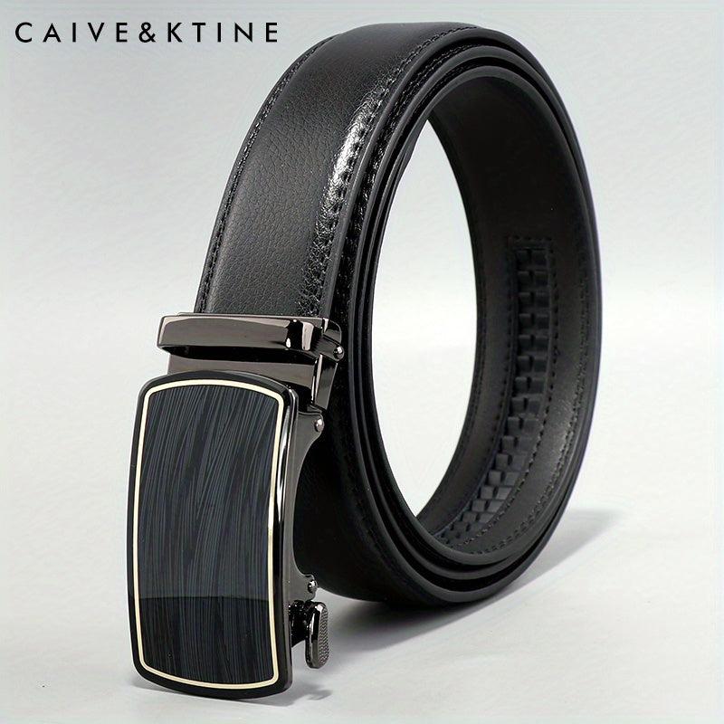 Caivektine Men's Cowhide Belt Business Casual Leather Belt Automatic Buckle