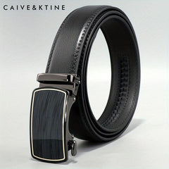 Caivektine Men's Cowhide Belt Business Casual Leather Belt Automatic Buckle