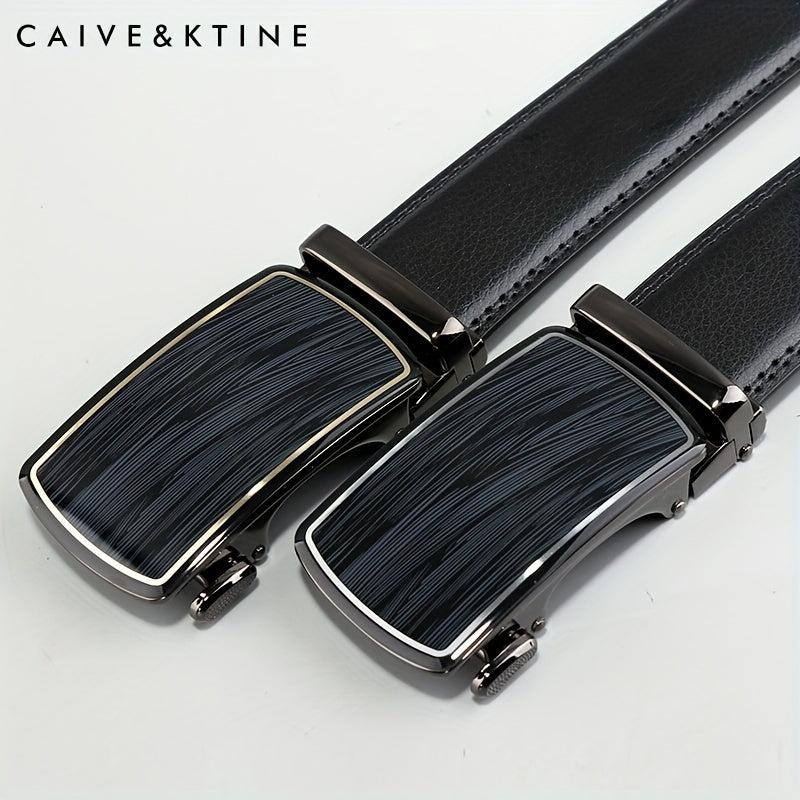 Caivektine Men's Cowhide Belt Business Casual Leather Belt Automatic Buckle