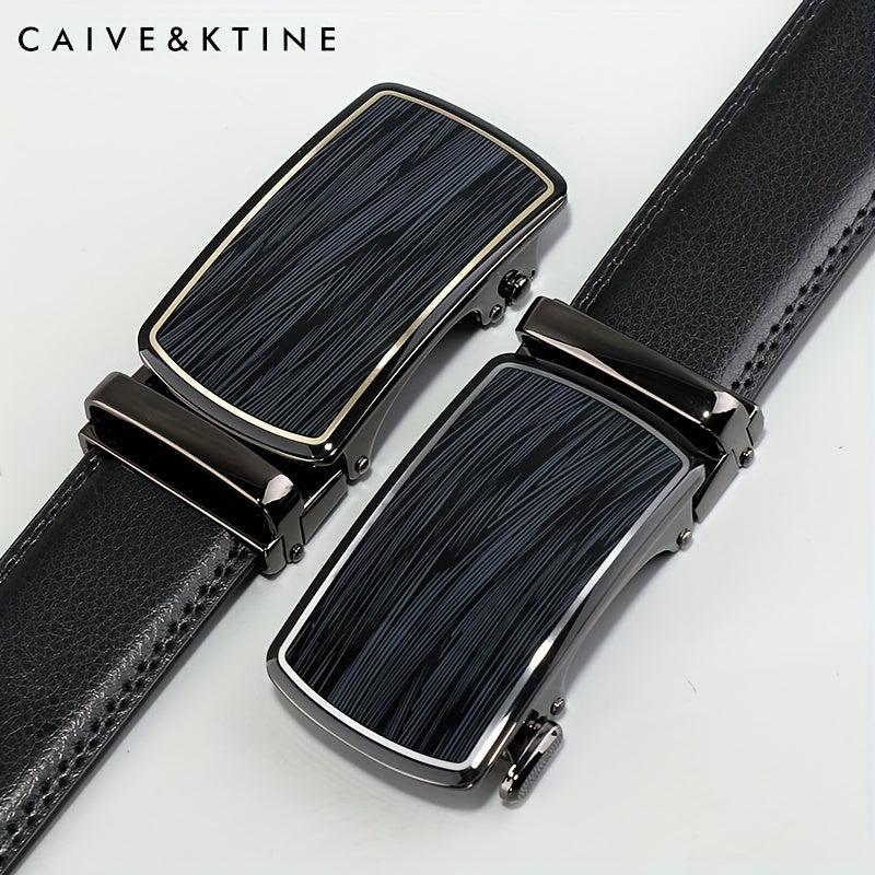 Caivektine Men's Cowhide Belt Business Casual Leather Belt Automatic Buckle