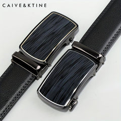 Caivektine Men's Cowhide Belt Business Casual Leather Belt Automatic Buckle