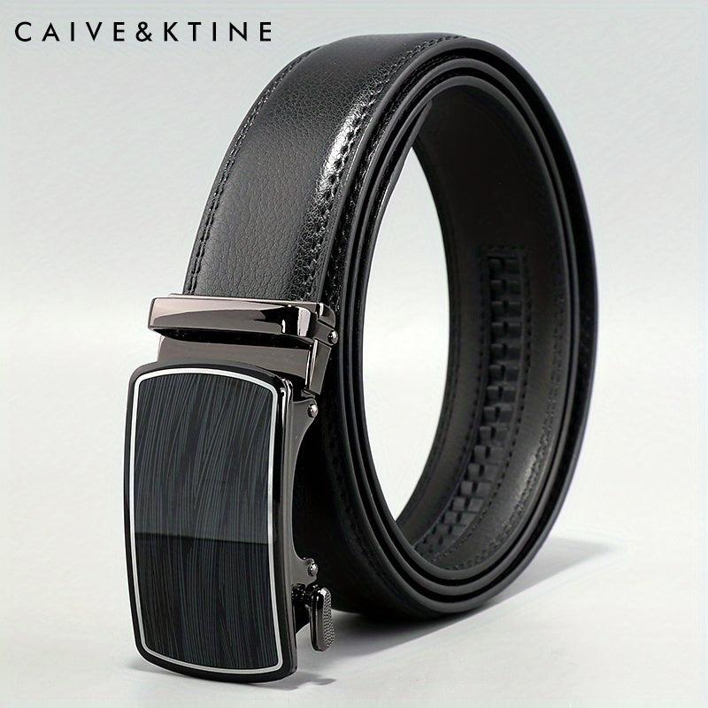 Caivektine Men's Cowhide Belt Business Casual Leather Belt Automatic Buckle
