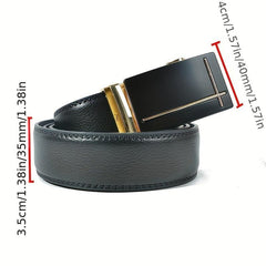 Men's Leather Belt Automatic Buckle Business Waist Strap