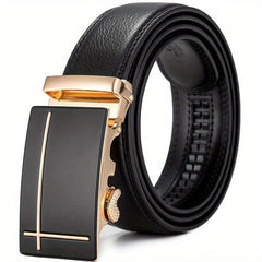Men's Leather Belt Automatic Buckle Business Waist Strap
