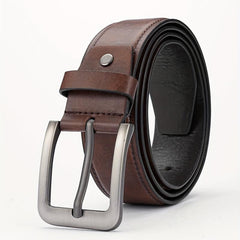 Alloy Pin Buckle PU Striped Belt for Men