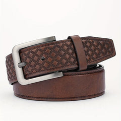 Alloy Pin Buckle PU Striped Belt for Men