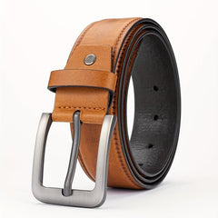 Alloy Pin Buckle PU Striped Belt for Men