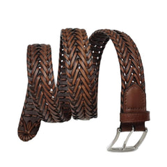 Men's Hollow Buckle Leather Belt for Outdoor Party Holiday