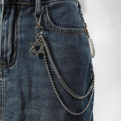 Men's Six Pointed Star Leaf Pants Chain