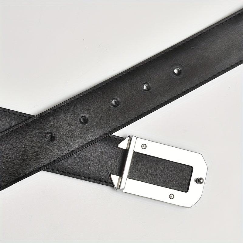 Men's Leather Belt Smooth Buckle Business Suit Waist Strap