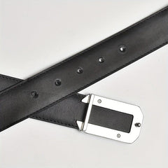 Men's Leather Belt Smooth Buckle Business Suit Waist Strap