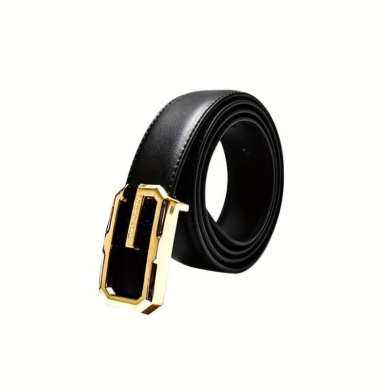 Men's Leather Belt Smooth Buckle Business Suit Waist Strap