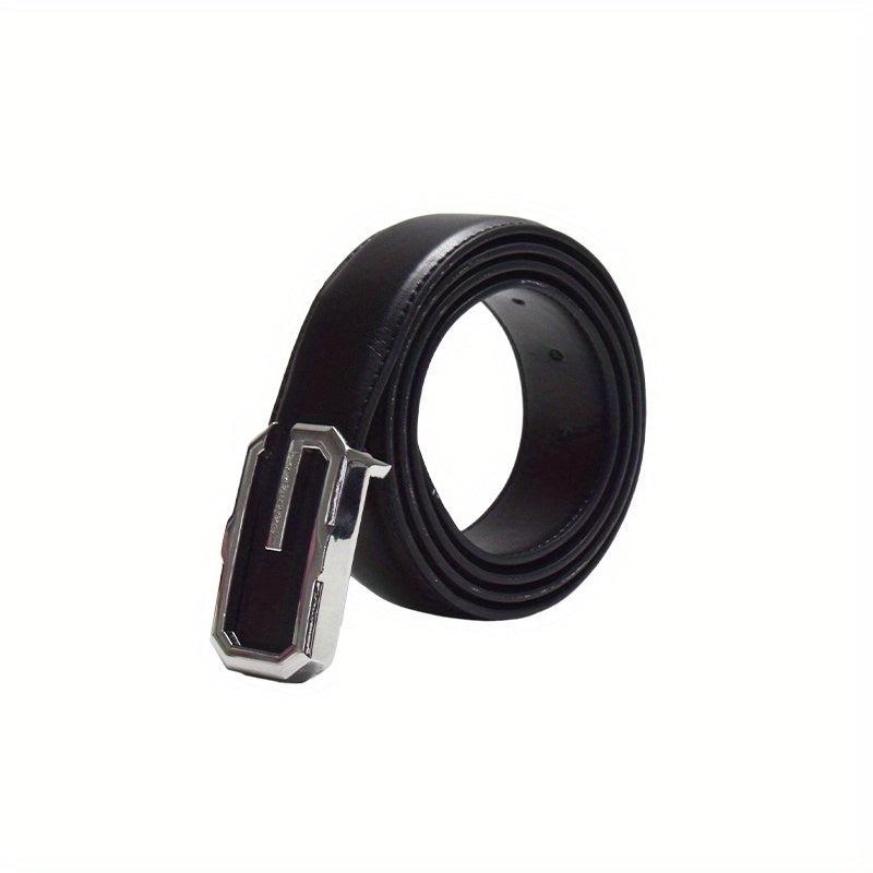 Men's Leather Belt Smooth Buckle Business Suit Waist Strap