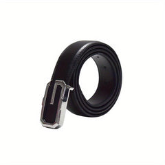 Men's Leather Belt Smooth Buckle Business Suit Waist Strap
