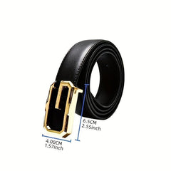 Men's Leather Belt Smooth Buckle Business Suit Waist Strap