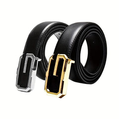 Men's Leather Belt Smooth Buckle Business Suit Waist Strap