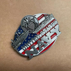 High Alloy US Navy Warship Belt Buckle Western Style
