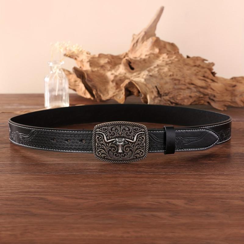 Retro Western Cowboy Men's Belt Casual Business PU Leather Belt