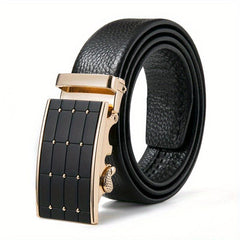 Men's Automatic Buckle Belt Leather Business Casual Pants