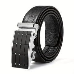 Men's Automatic Buckle Belt Leather Business Casual Pants