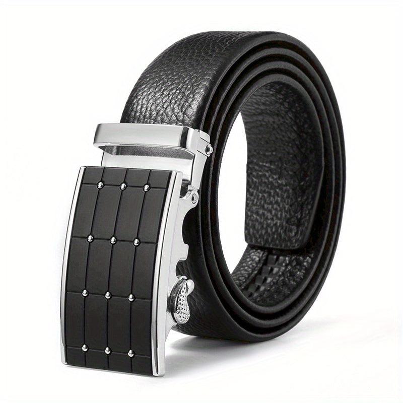 Men's Automatic Buckle Belt Leather Business Casual Pants