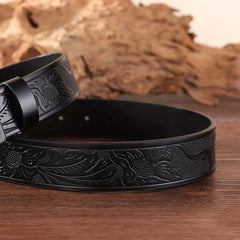 Bull Head Buckle Western Cowboy Retro Belt Business PU Leather