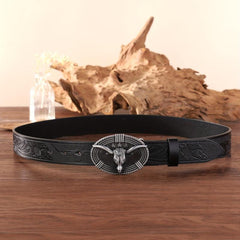 Bull Head Buckle Western Cowboy Retro Belt Business PU Leather