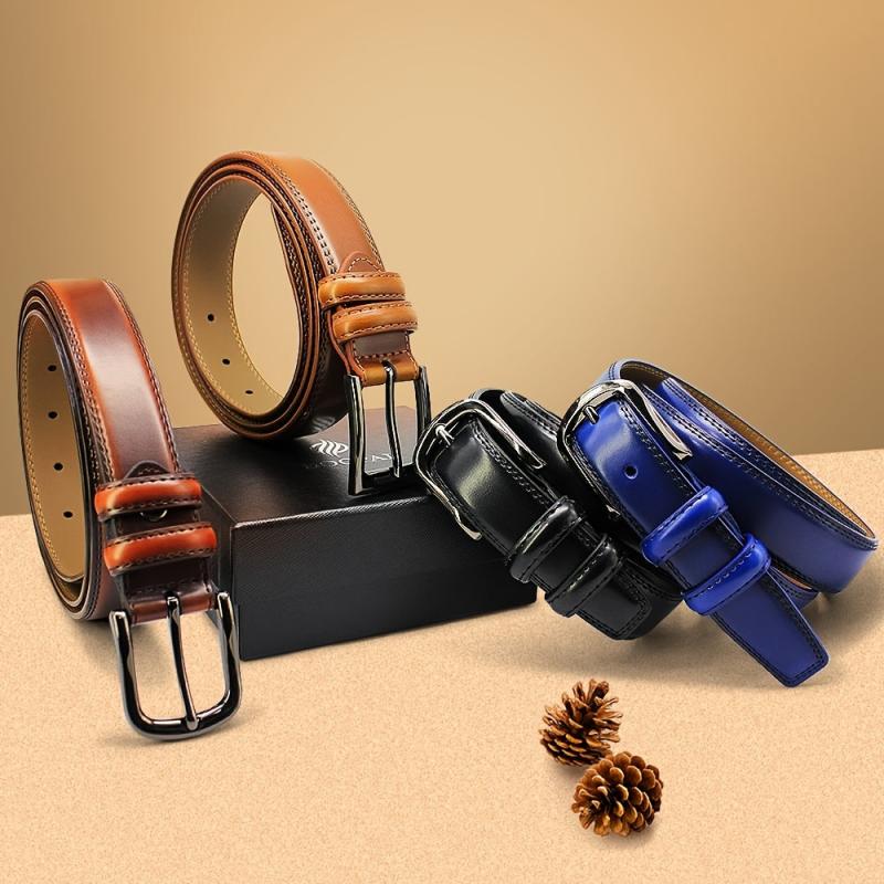 Men's Pin Buckle Belt Dress Adjustable Casual Business Metal Buckle Belt