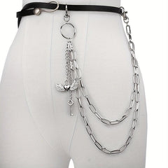 Wings Key Charm Layered Trouser Chain Punk Hip Hop Chain Accessories