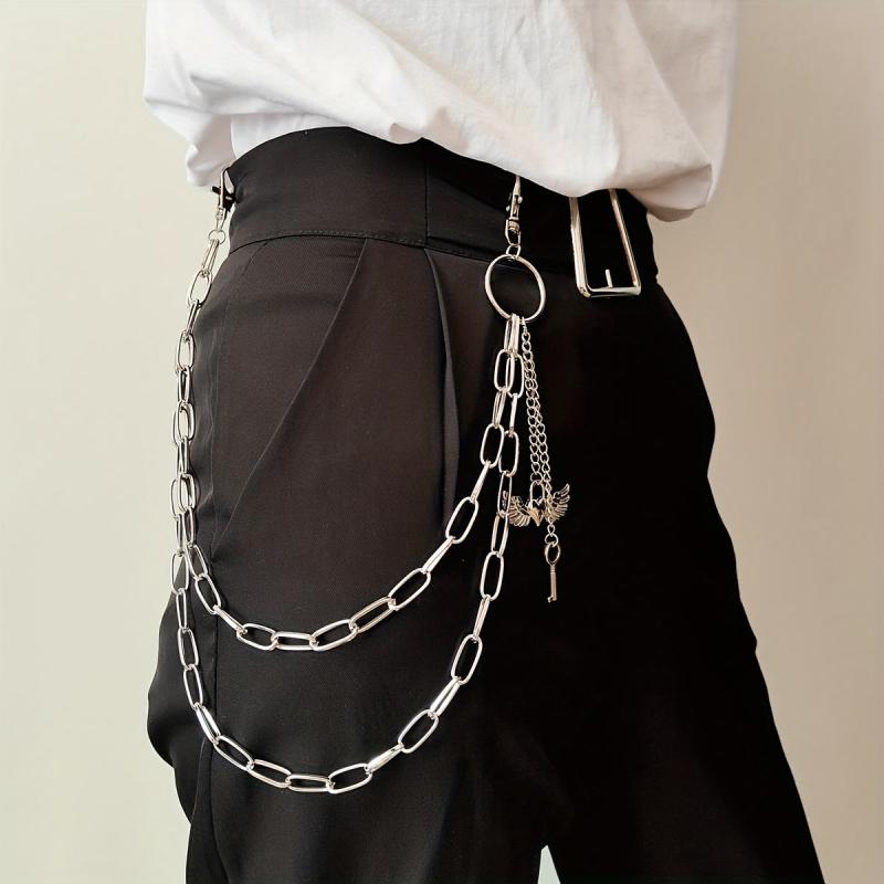 Wings Key Charm Layered Trouser Chain Punk Hip Hop Chain Accessories