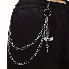 Wings Key Charm Layered Trouser Chain Punk Hip Hop Chain Accessories