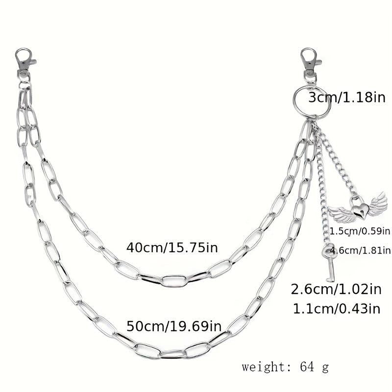Wings Key Charm Layered Trouser Chain Punk Hip Hop Chain Accessories