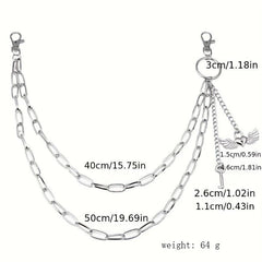 Wings Key Charm Layered Trouser Chain Punk Hip Hop Chain Accessories