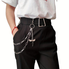 Wings Key Charm Layered Trouser Chain Punk Hip Hop Chain Accessories