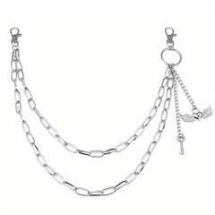 Wings Key Charm Layered Trouser Chain Punk Hip Hop Chain Accessories