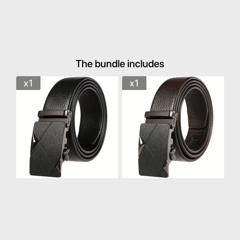 First Layer Cowhide Men's Belts with Automatic Buckle Joker Business Youth Belts