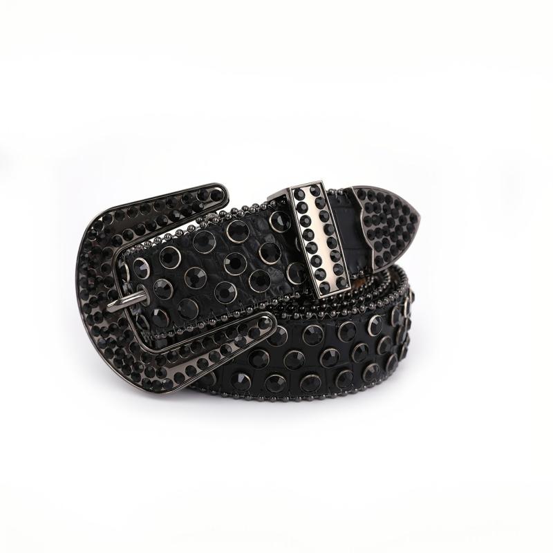 Men Women Rhinestone Belt Western Cowgirl Bling Studded Leather Belt For Jeans