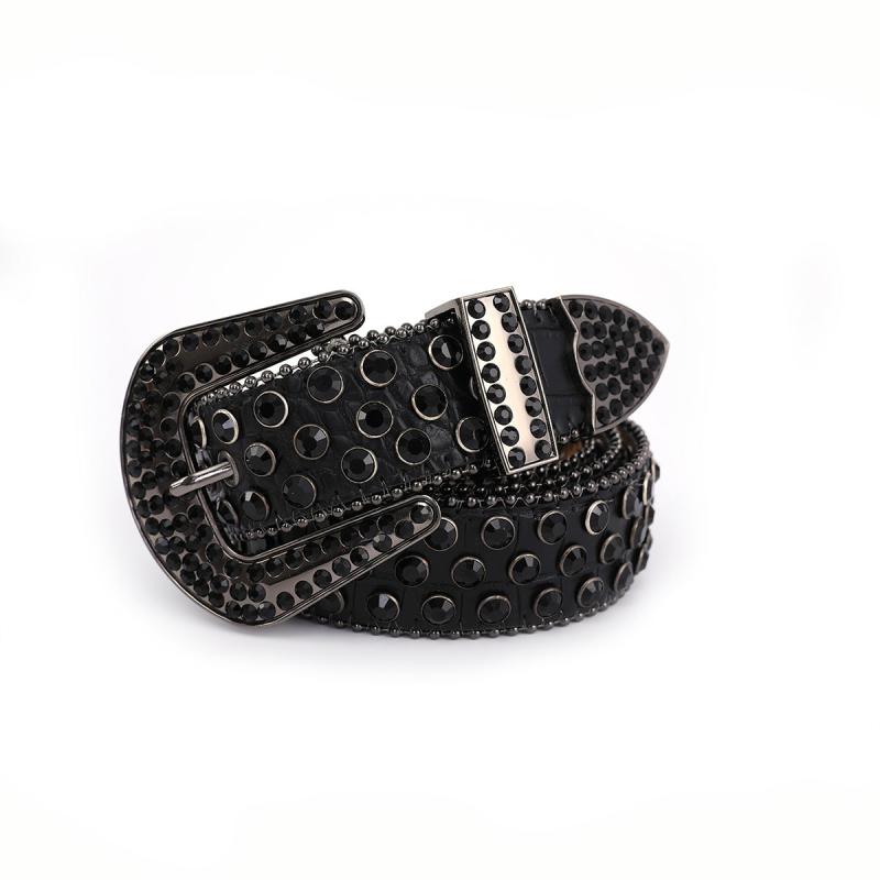 Men Women Rhinestone Belt Western Cowgirl Bling Studded Leather Belt For Jeans