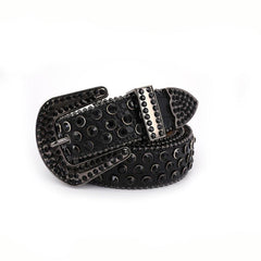 Men Women Rhinestone Belt Western Cowgirl Bling Studded Leather Belt For Jeans