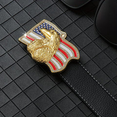 Men's PU Leather American Flag Eagle Pattern Belt Buckle Hip hop Punk Belt